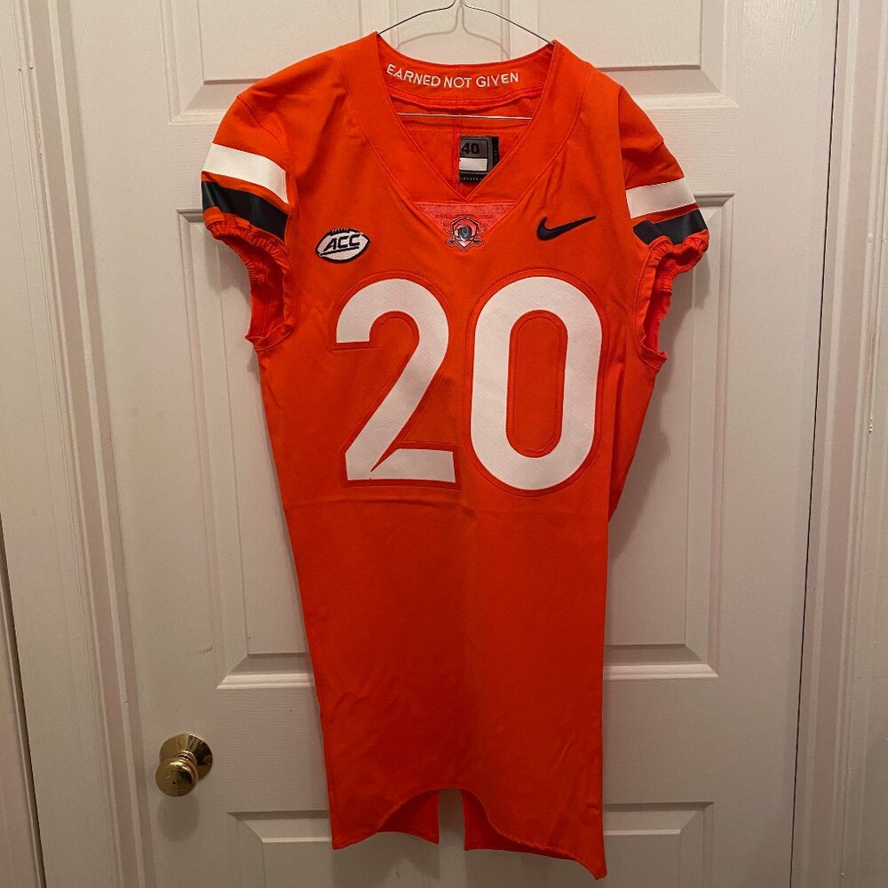 Virginia UVA Cavaliers Jonas Sanker Football Team Issue Nike Orange White Jersey